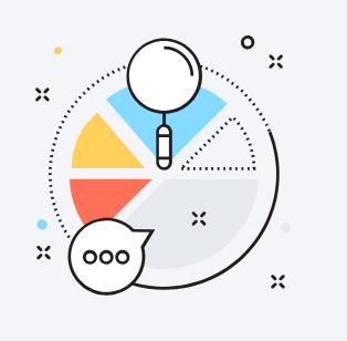 graphic pie chart with a talk bubble and magnifying glass representing how to be confident when markets cant be explained by prairie view partners blog 